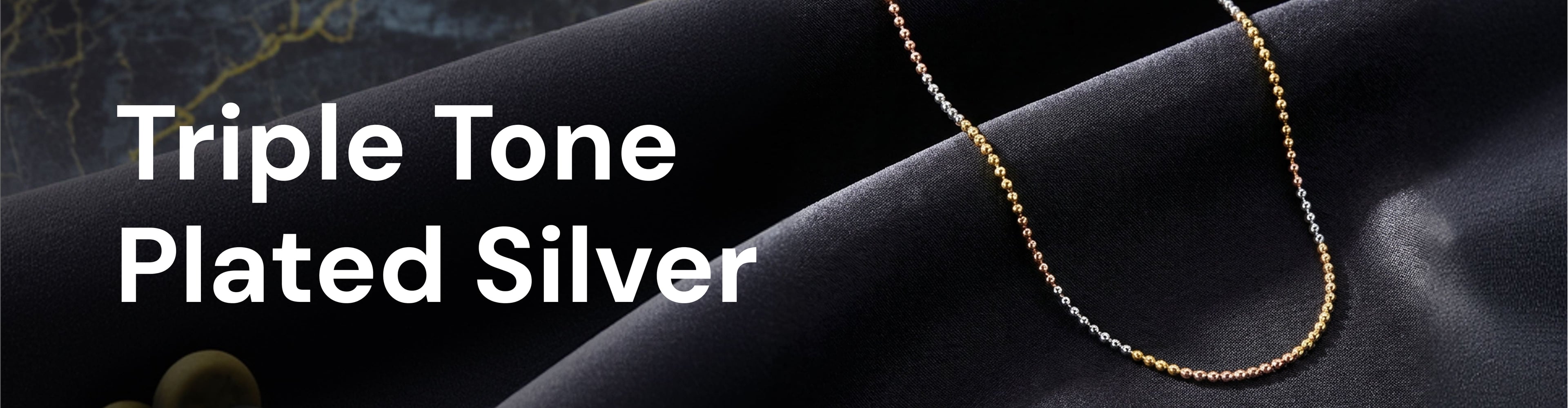 SIJA Triple Tone Plated Silver jewellery 925 sterling silver elegant modern accessory BIS hallmarked versatile design perfect for festive wear weddings and gifting