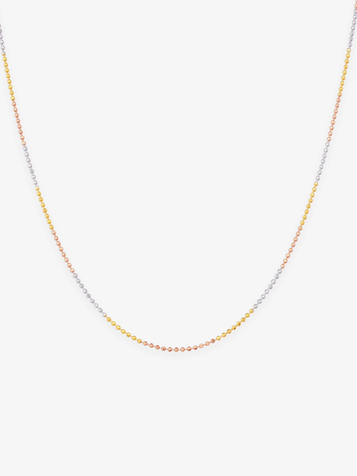 SIJA 925 Silver Triple Tone Sleek Ball Chain elegant sterling silver jewellery accessory front view