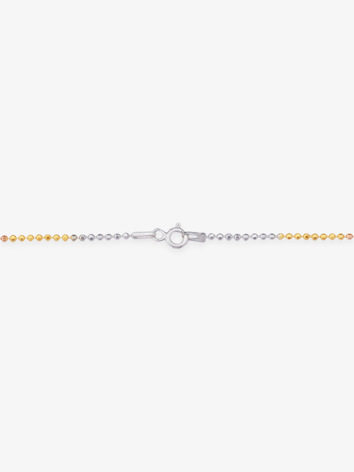 Side profile of SIJA 925 Silver Triple Tone Sleek Ball Chain highlighting durable sterling silver craftsmanship and triple tone beads