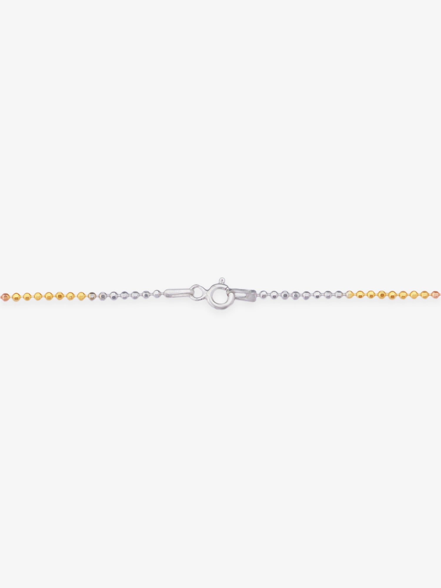 Side profile of SIJA 925 Silver Triple Tone Sleek Ball Chain highlighting durable sterling silver craftsmanship and triple tone beads