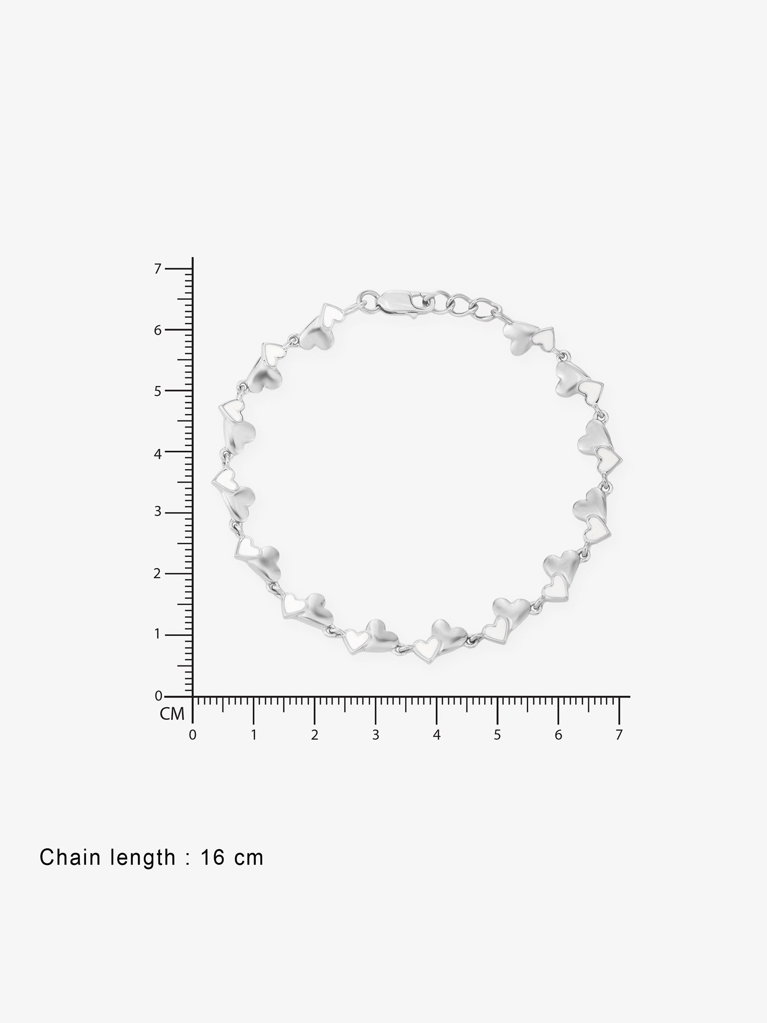 Reverse view of SIJA Twin Hearts Whisper Chain Bracelet showing BIS 925 hallmark certified sterling silver jewellery made in India