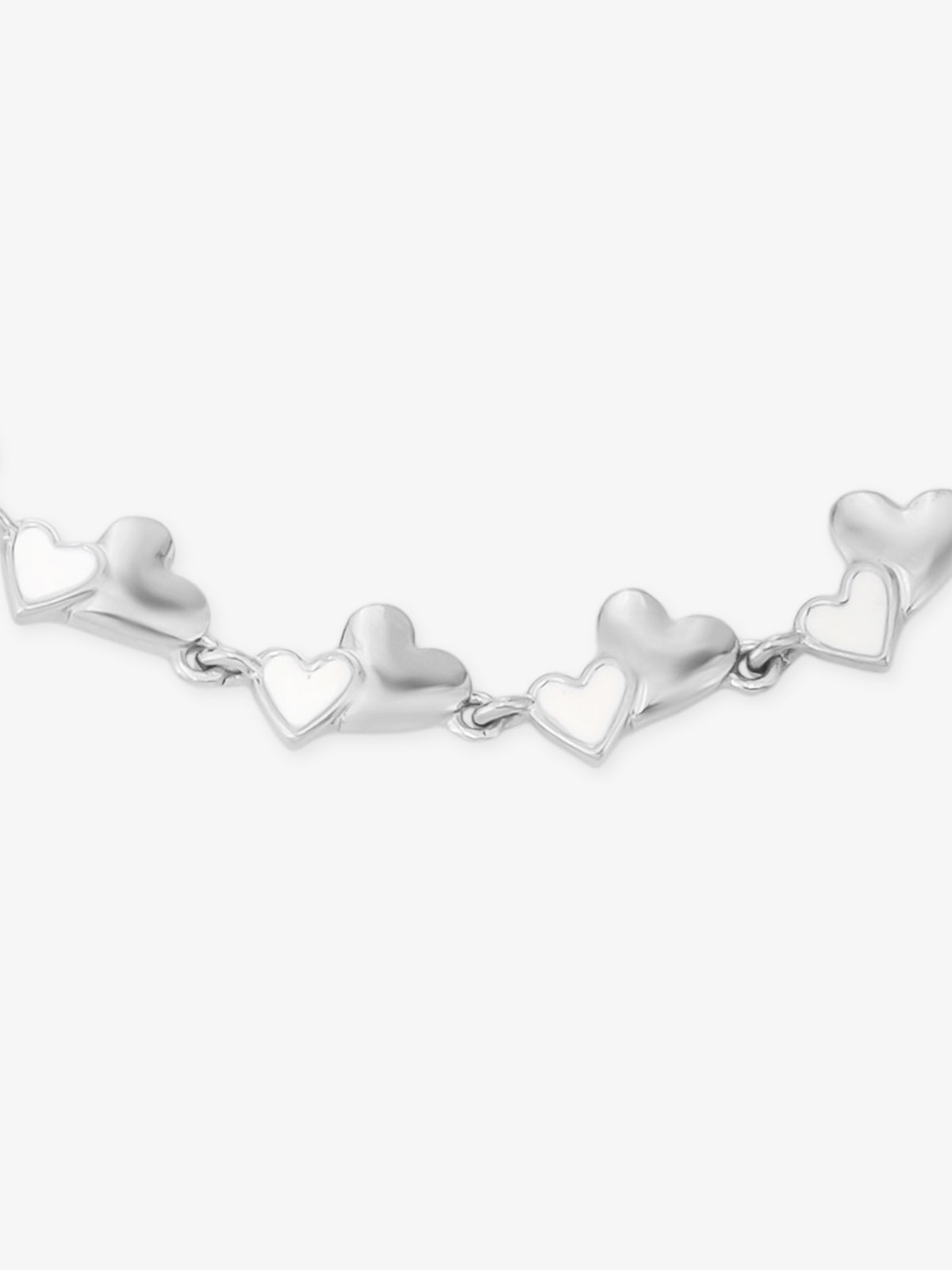 Detailed close‑up of SIJA 925 Silver Twin Hearts Whisper Chain Bracelet showing fine craftsmanship and romantic twin heart design