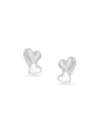 Detailed close up of SIJA 925 Silver Twin Hearts Whisper Stud highlighting twin heart charm craftsmanship