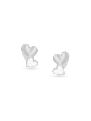 Detailed close up of SIJA 925 Silver Twin Hearts Whisper Stud highlighting twin heart charm craftsmanship