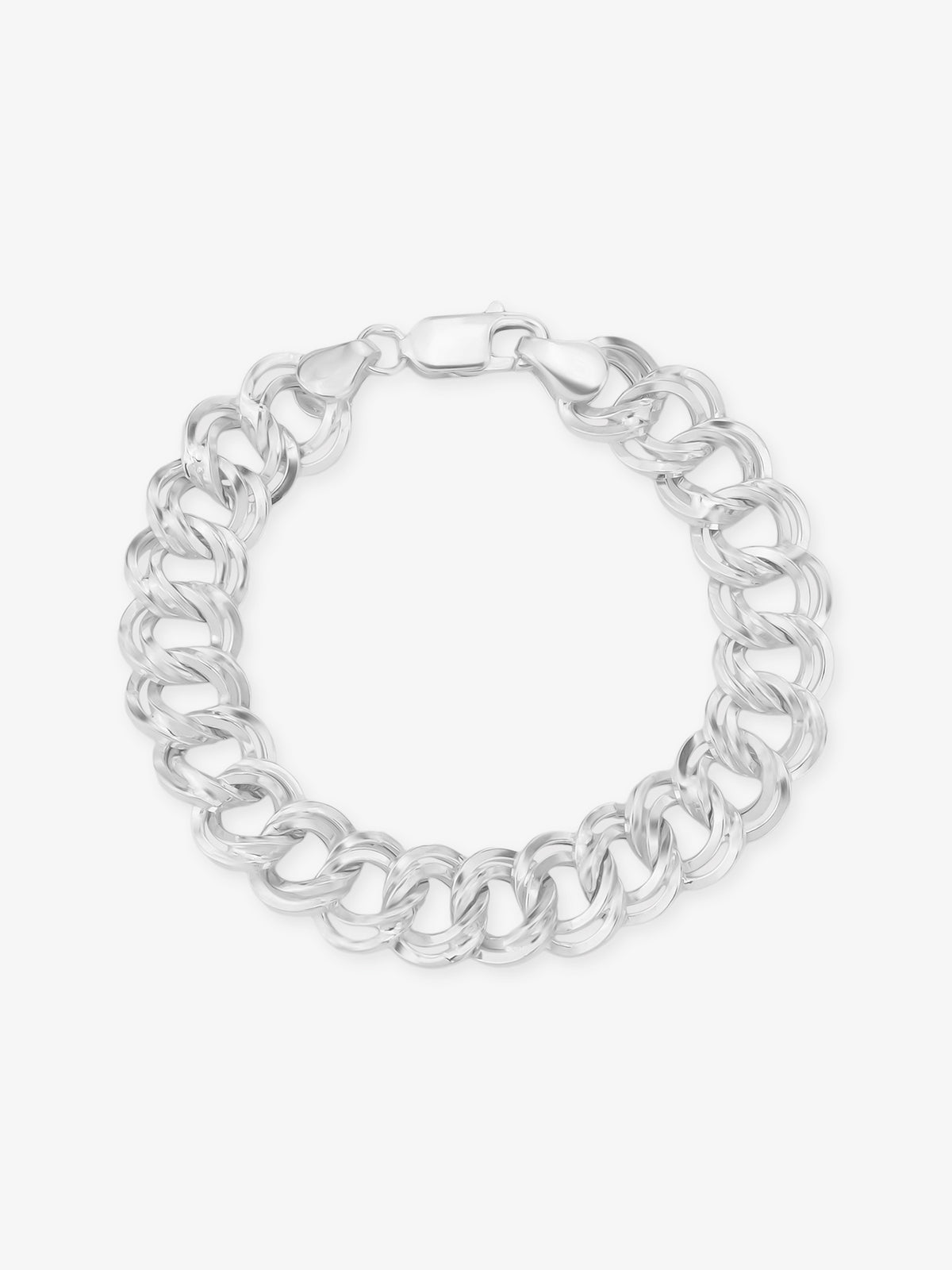 SIJA 925 Silver Twisted O Linked Mens Chain Bracelet 999 silver jewellery bold front view modern accessory for men