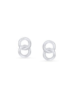 Detailed view of SIJA 925 Silver Twisted Rings Stud highlighting ornamental finish polished sterling silver craftsmanship delicate twisted motif