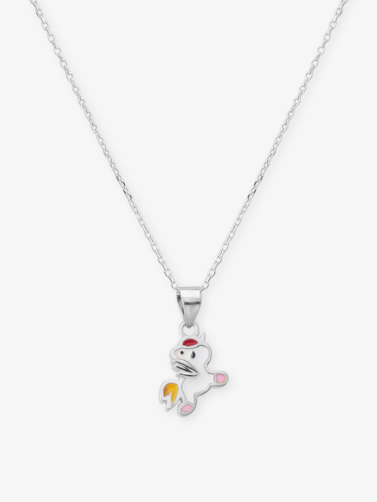 Close‑up of SIJA 925 silver Unicute Necklace showing unicorn pendant detailing and handcrafted sterling silver design