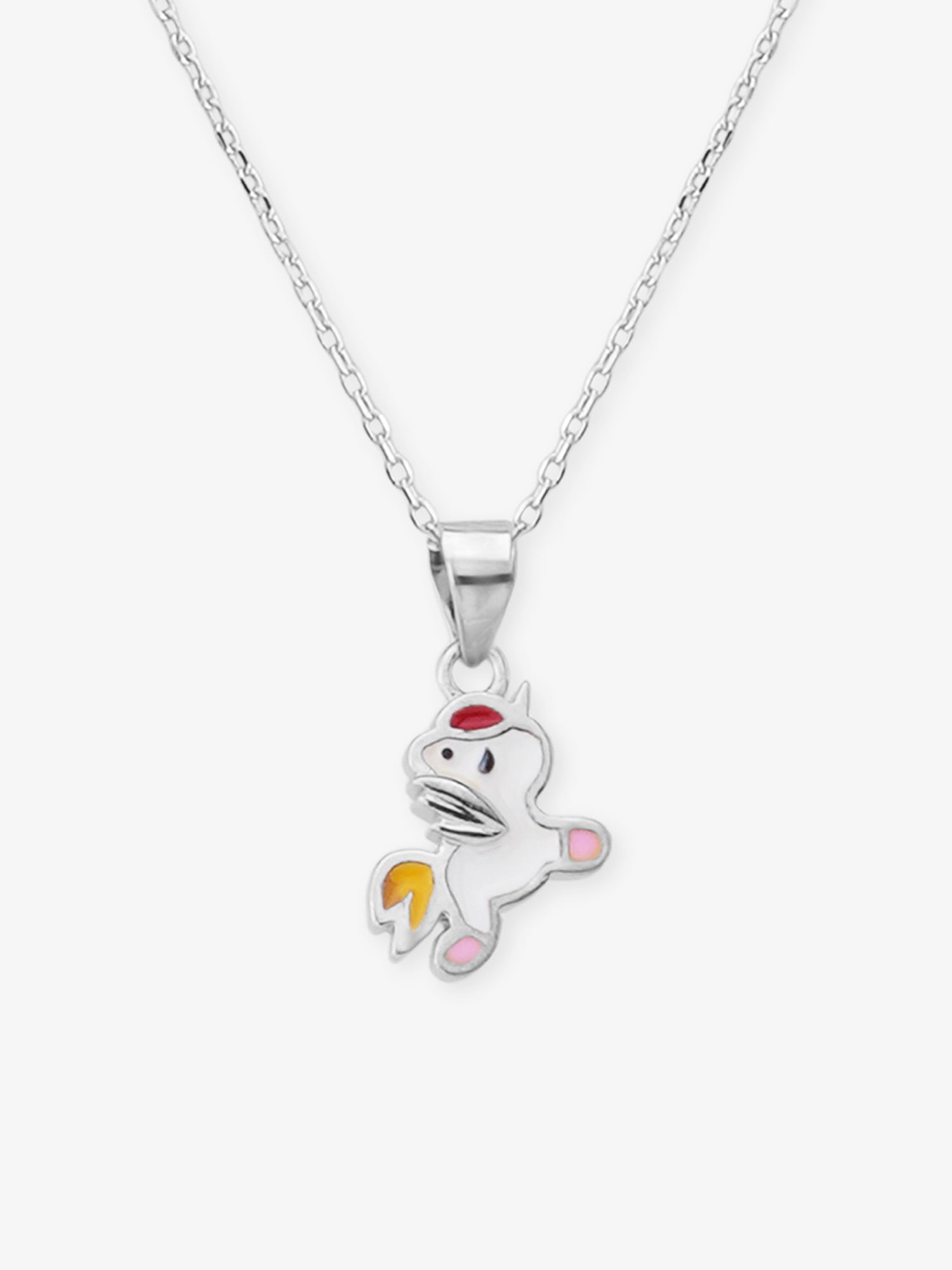 Close‑up of SIJA 925 silver Unicute Necklace showing unicorn pendant detailing and handcrafted sterling silver design