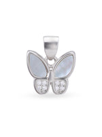 Close up SIJA 925 silver jewellery white black fluttering sparkle butterfly pendant handcrafted premium design versatile accessory for everyday wear and special occasion