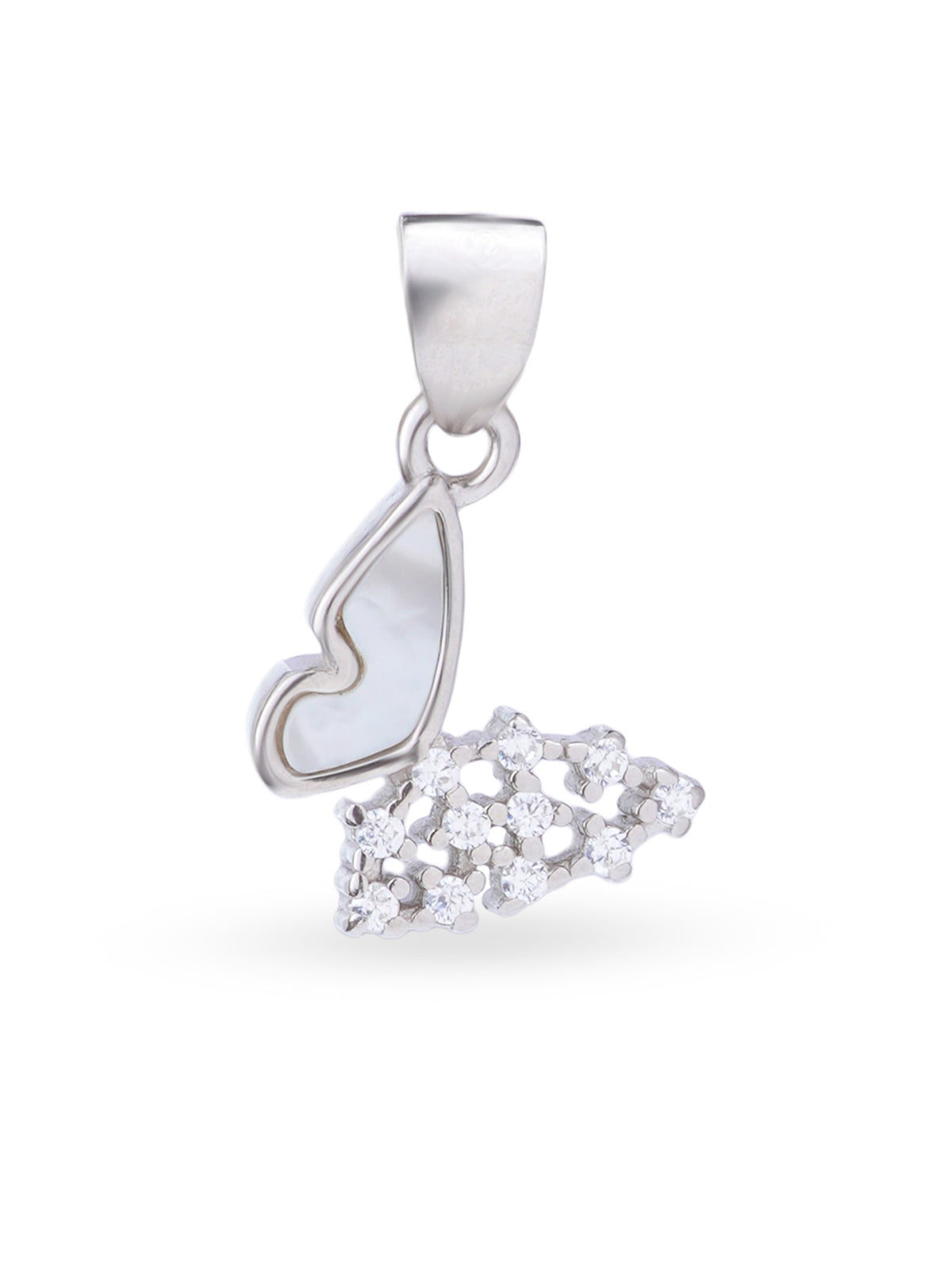 Close up SIJA 925 silver jewellery white black star light butterfly pendant handcrafted premium design versatile accessory for everyday wear and special occasions