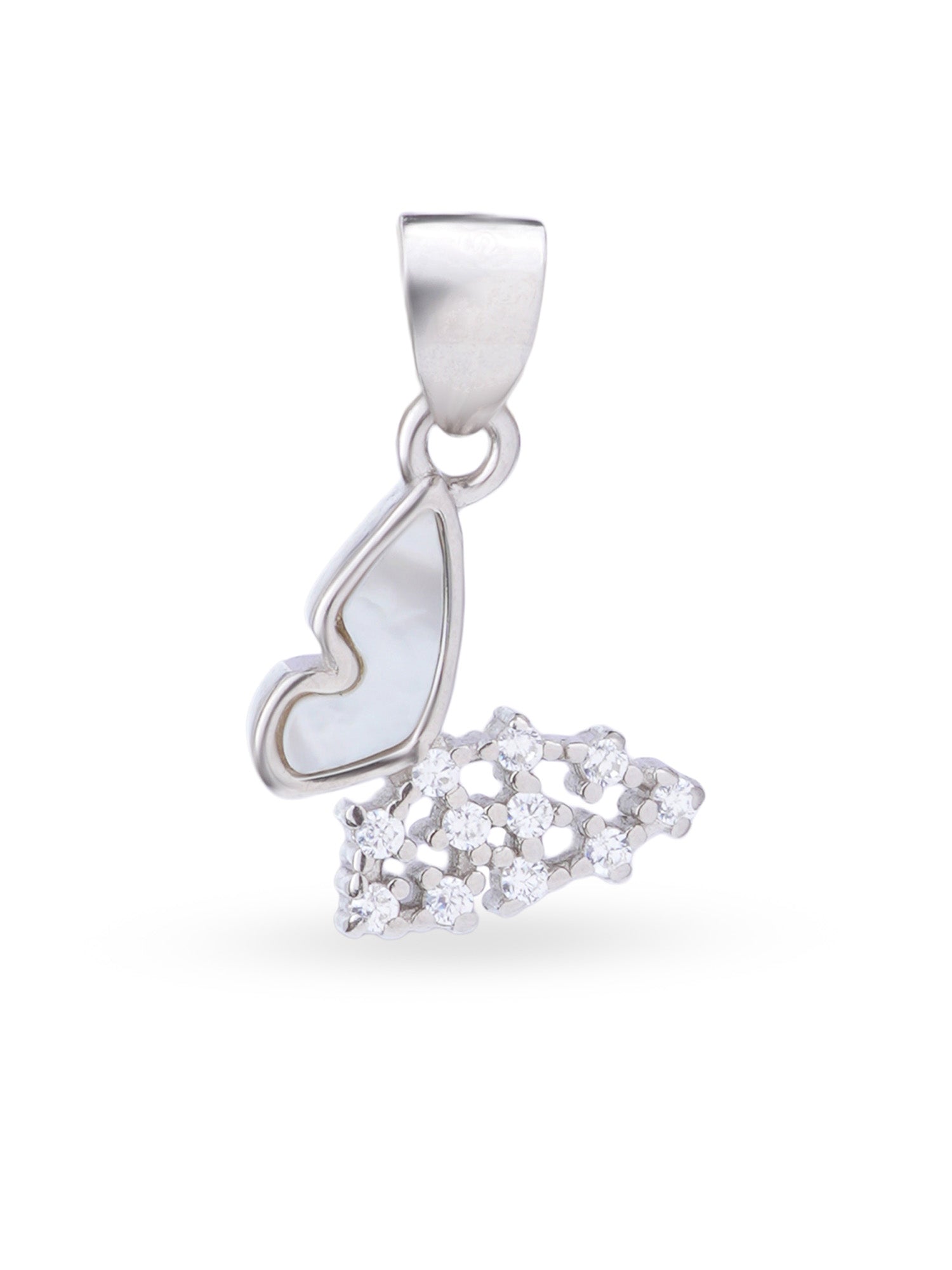 Close up SIJA 925 silver jewellery white black star light butterfly pendant handcrafted premium design versatile accessory for everyday wear and special occasions