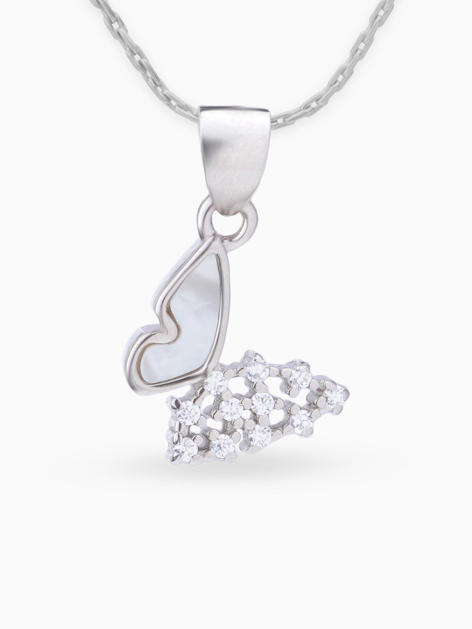 Close up SIJA 925 silver jewellery white black star light butterfly pendant handcrafted premium design versatile accessory for everyday wear and special occasions