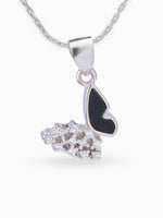 Close up SIJA 925 silver jewellery white black star light butterfly pendant handcrafted premium design versatile accessory for everyday wear and special occasions