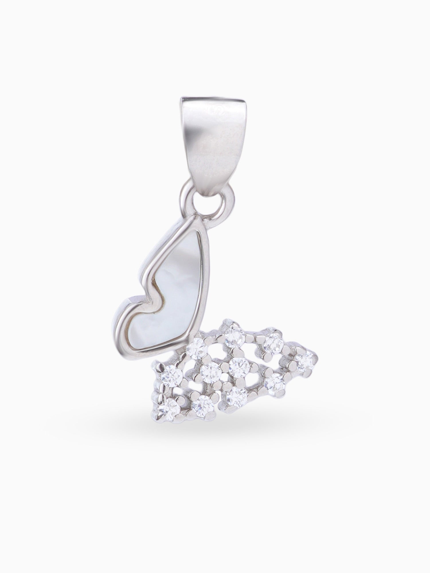 Hero shot SIJA 925 silver jewellery white black star light butterfly pendant BIS hallmarked elegant timeless accessory perfect for weddings festive wear and gifting