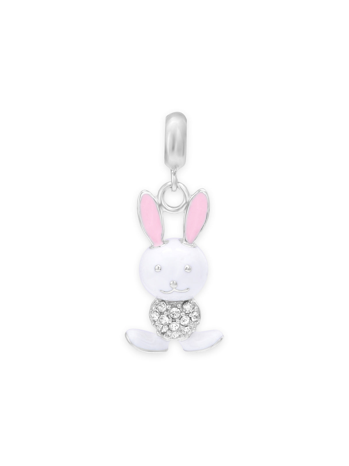 Detailed close up of SIJA 925 Silver Bunny Charm showing cute enamel bunny design and handcrafted silver finish