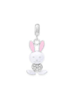 Detailed close up of SIJA 925 Silver Bunny Charm showing cute enamel bunny design and handcrafted silver finish