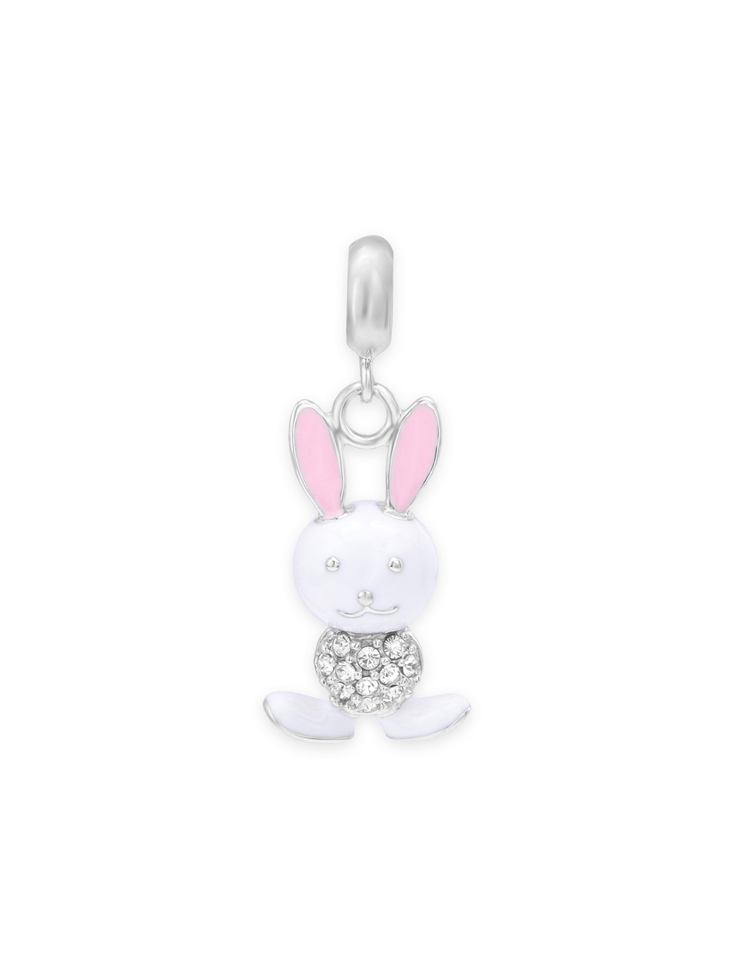 Detailed close up of SIJA 925 Silver Bunny Charm showing cute enamel bunny design and handcrafted silver finish