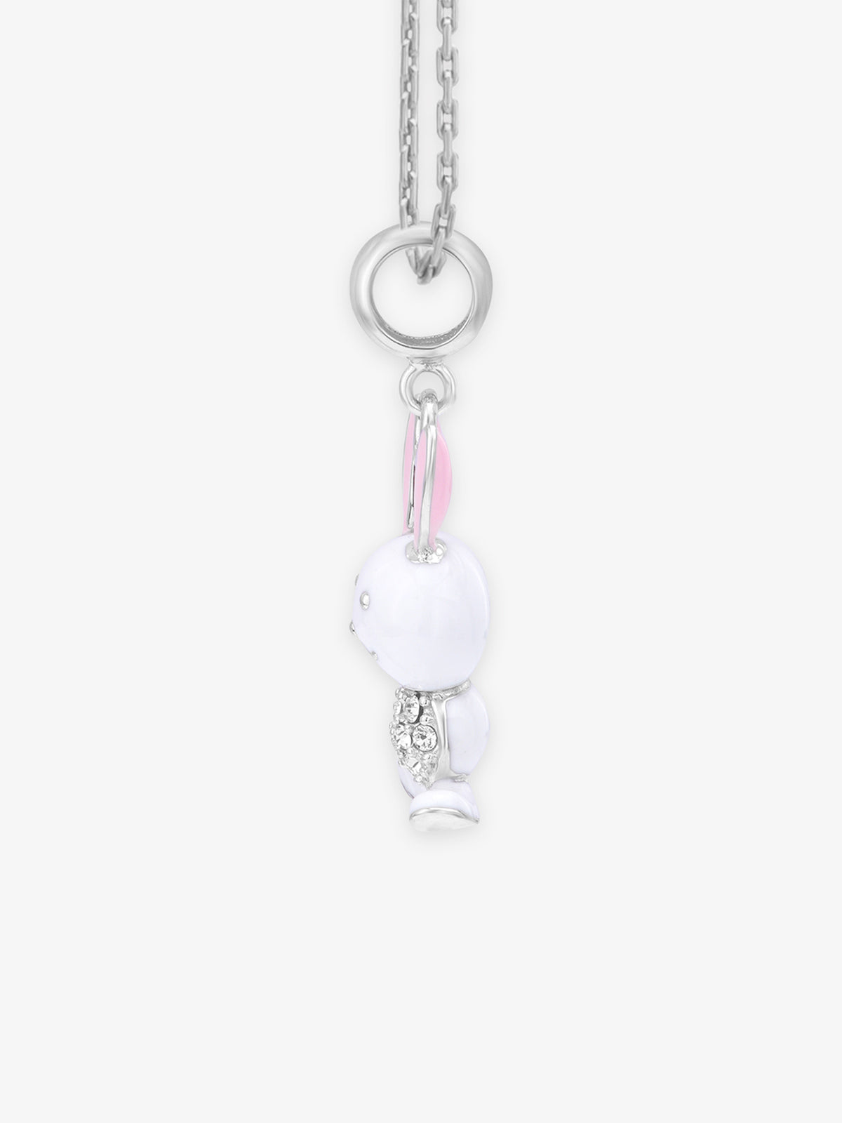 Side profile of SIJA 925 Silver Bunny Charm highlighting durable sterling silver craftsmanship and playful motif