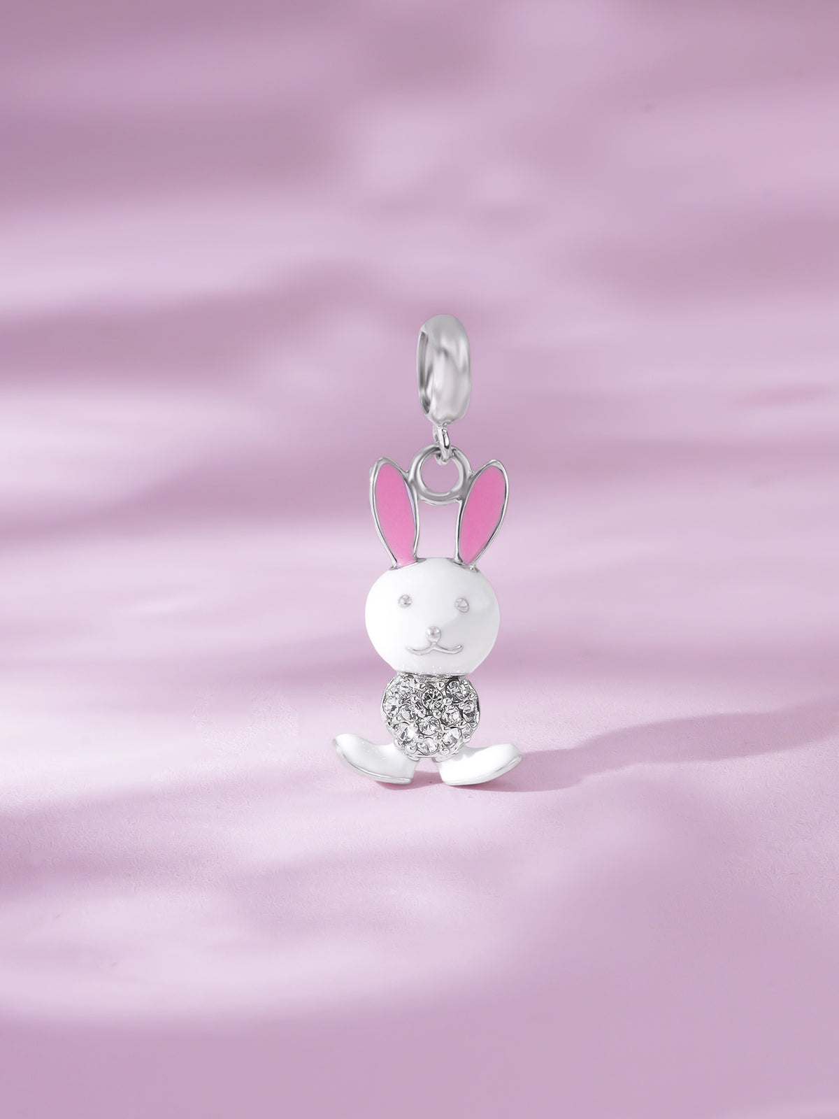 Detailed close up of SIJA 925 Silver Bunny Charm showing cute enamel bunny design and handcrafted silver finish