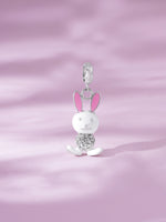 Detailed close up of SIJA 925 Silver Bunny Charm showing cute enamel bunny design and handcrafted silver finish