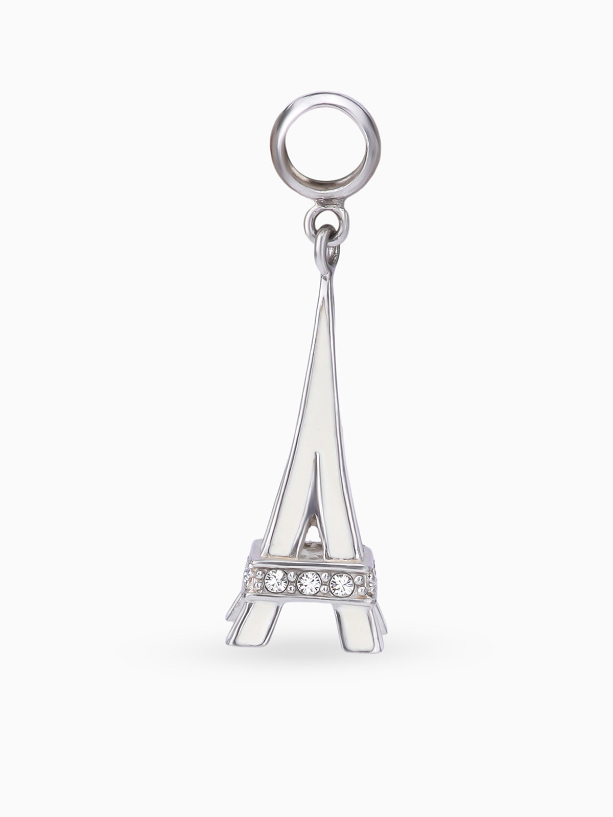 Close up SIJA 925 silver jewellery white Eiffel Tower charm handcrafted premium design versatile accessory for everyday wear and special occasions