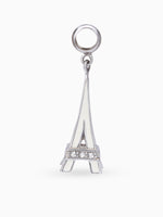 Close up SIJA 925 silver jewellery white Eiffel Tower charm handcrafted premium design versatile accessory for everyday wear and special occasions