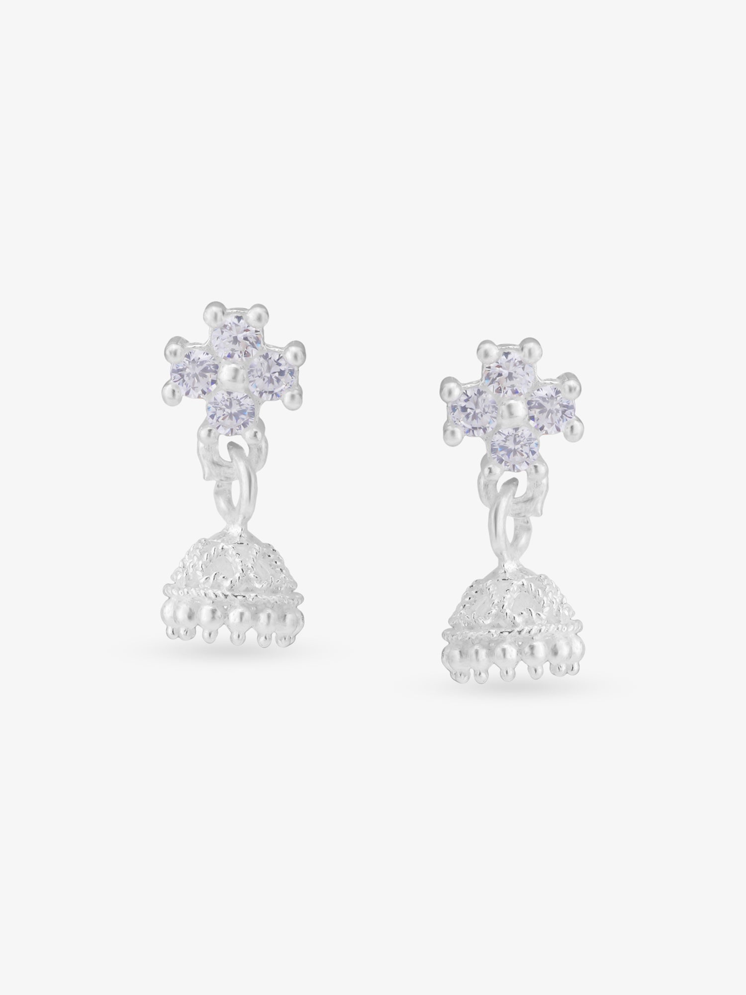 SIJA 925 Silver Floral Jhumka elegant sterling silver womens jewellery accessory front view