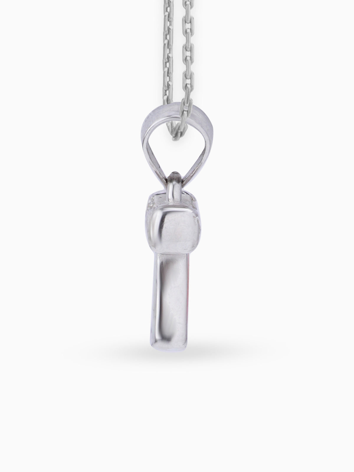 Side view SIJA 925 silver jewellery white pink bell pendant stylish handcrafted accessory perfect for weddings parties anniversaries and festive wear