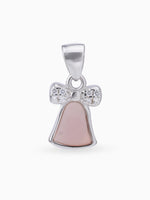 Hero shot SIJA 925 silver jewellery white pink bell pendant BIS hallmarked elegant timeless accessory perfect for weddings festive wear and gifting