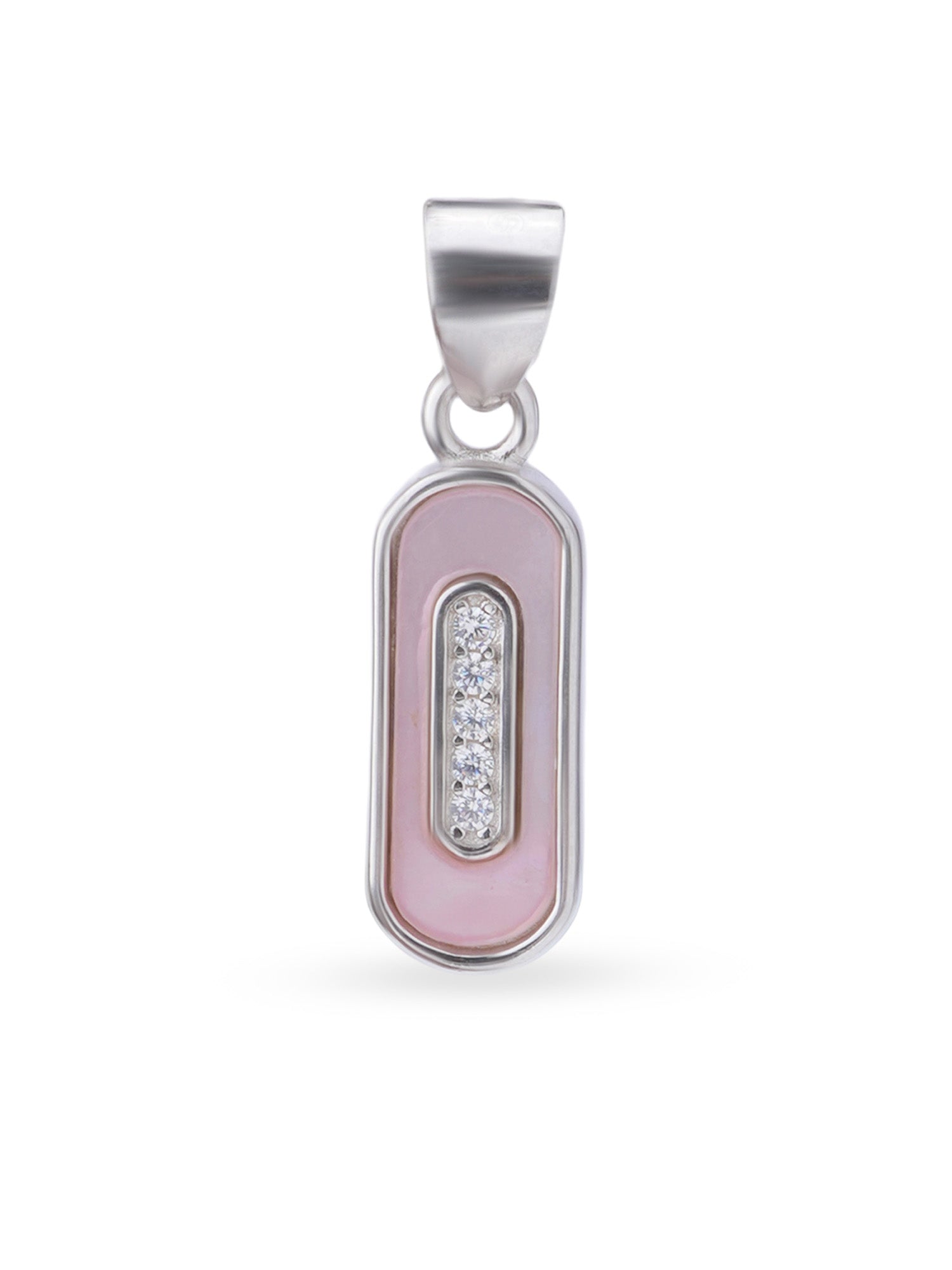 Hero shot SIJA 925 silver jewellery white pink cosmic beam pendant BIS hallmarked elegant timeless accessory perfect for weddings festive wear and gifting