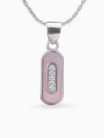 Close up SIJA 925 silver jewellery white pink cosmic beam pendant handcrafted premium design versatile accessory for everyday wear and special occasions