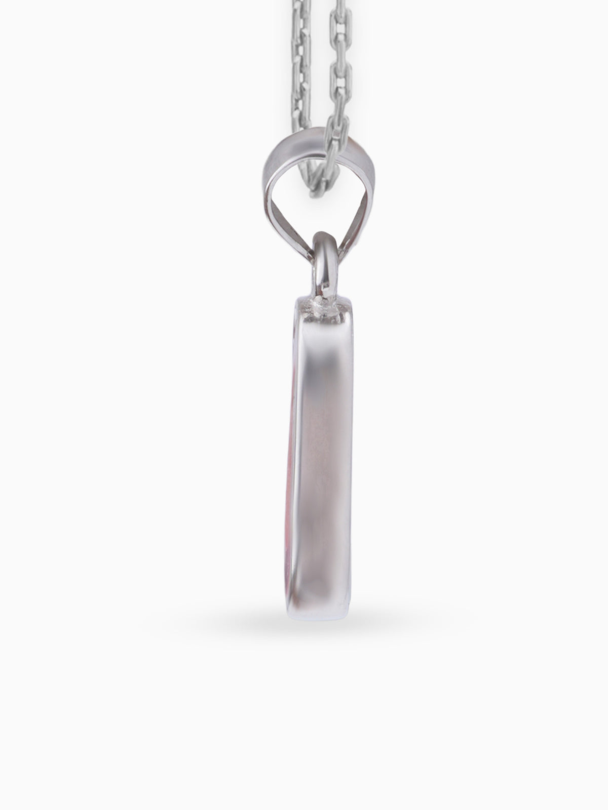 Side view SIJA 925 silver jewellery white pink cosmic beam pendant stylish handcrafted accessory perfect for weddings parties anniversaries and festive wear