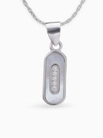 Close up SIJA 925 silver jewellery white pink cosmic beam pendant handcrafted premium design versatile accessory for everyday wear and special occasions