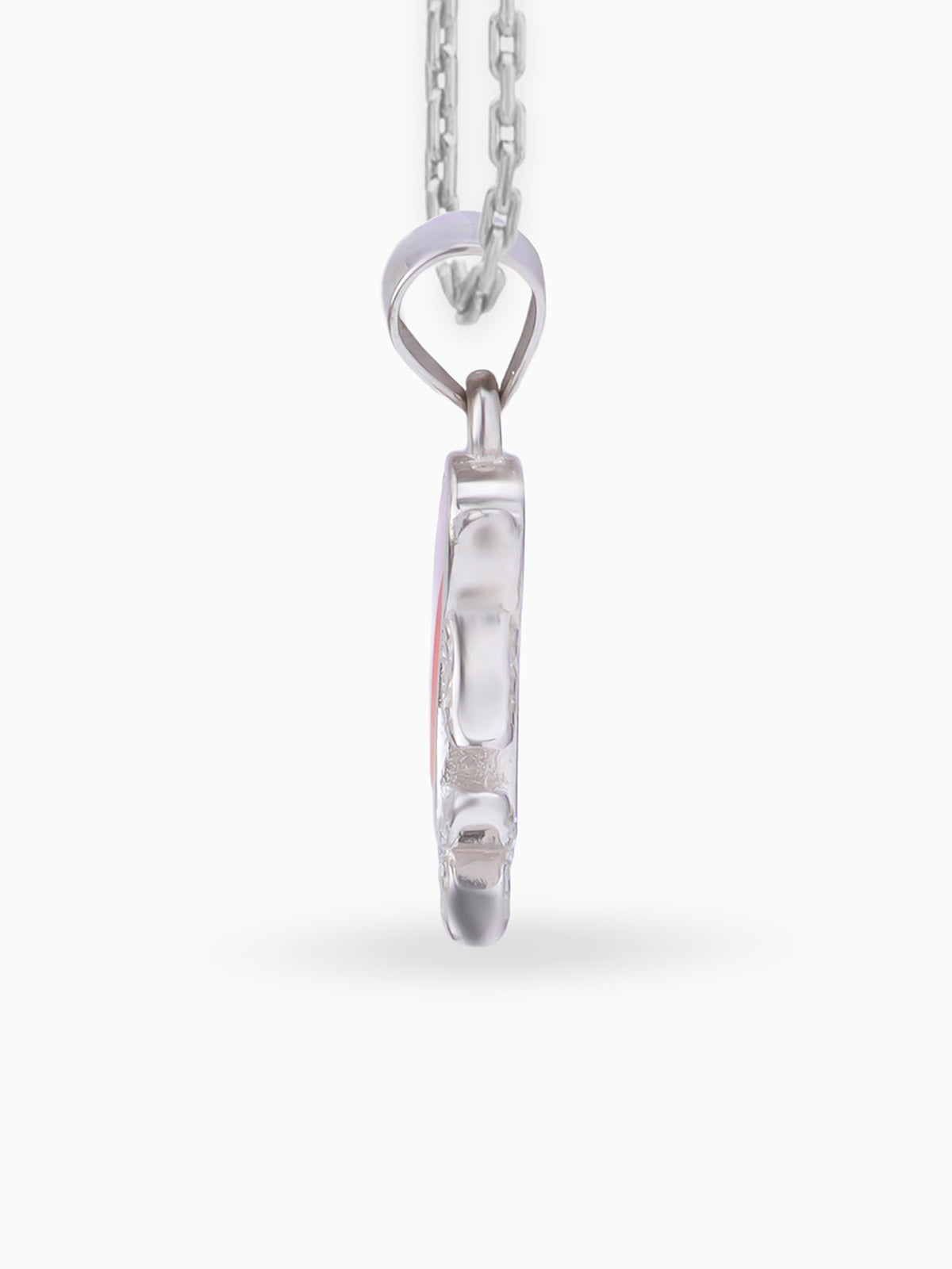 Side view SIJA 925 silver jewellery white pink dolphin grace pendant stylish handcrafted accessory perfect for weddings parties anniversaries and festive wear