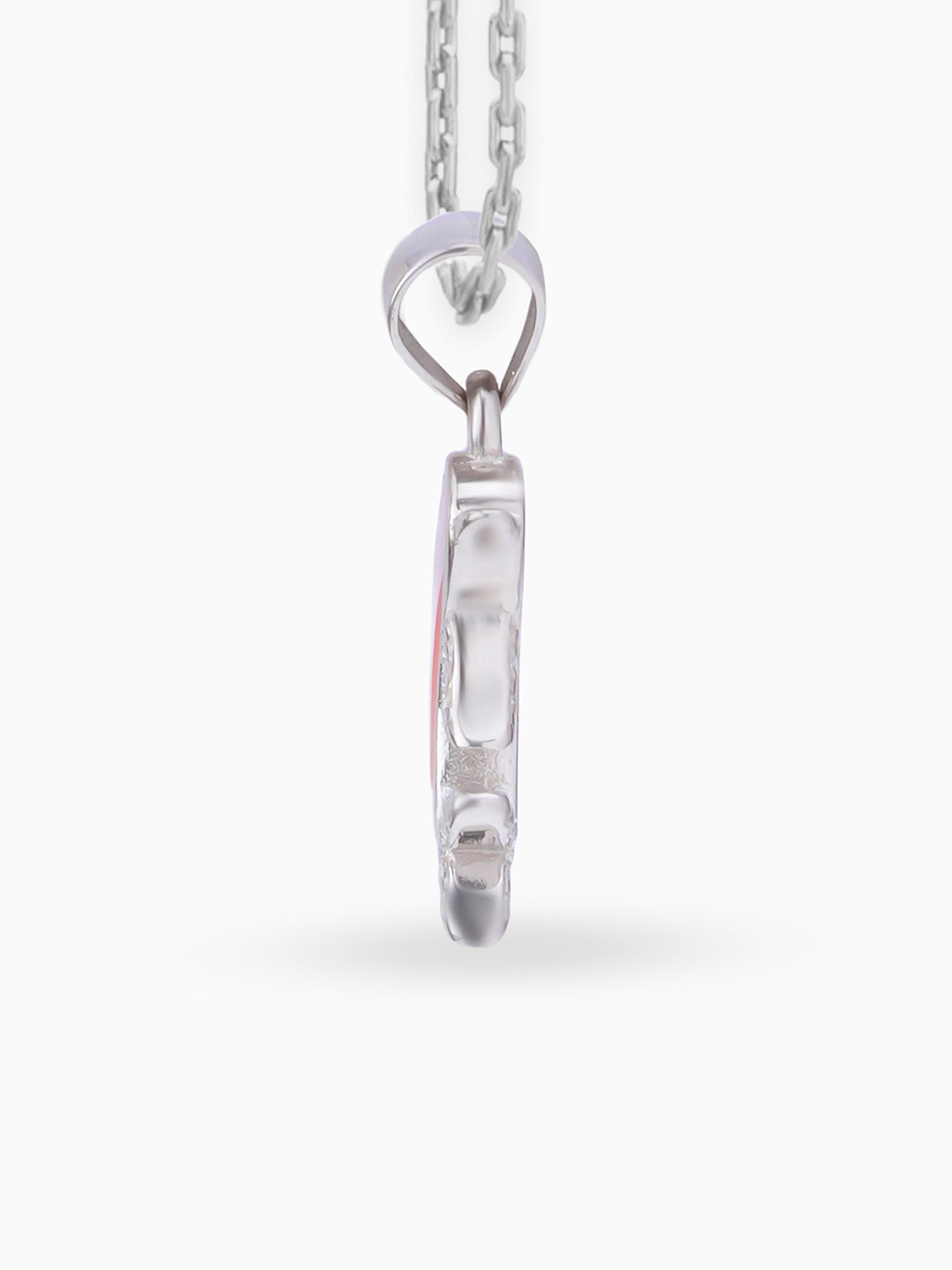 Side view SIJA 925 silver jewellery white pink dolphin grace pendant stylish handcrafted accessory perfect for weddings parties anniversaries and festive wear