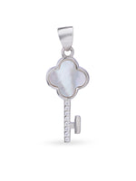 Close up SIJA 925 silver jewellery white pink glimmer key pendant handcrafted premium design versatile accessory for everyday wear and special occasions