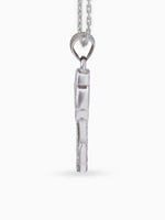 Side view SIJA 925 silver jewellery white pink glimmer key pendant stylish handcrafted accessory perfect for weddings parties anniversaries and festive wear