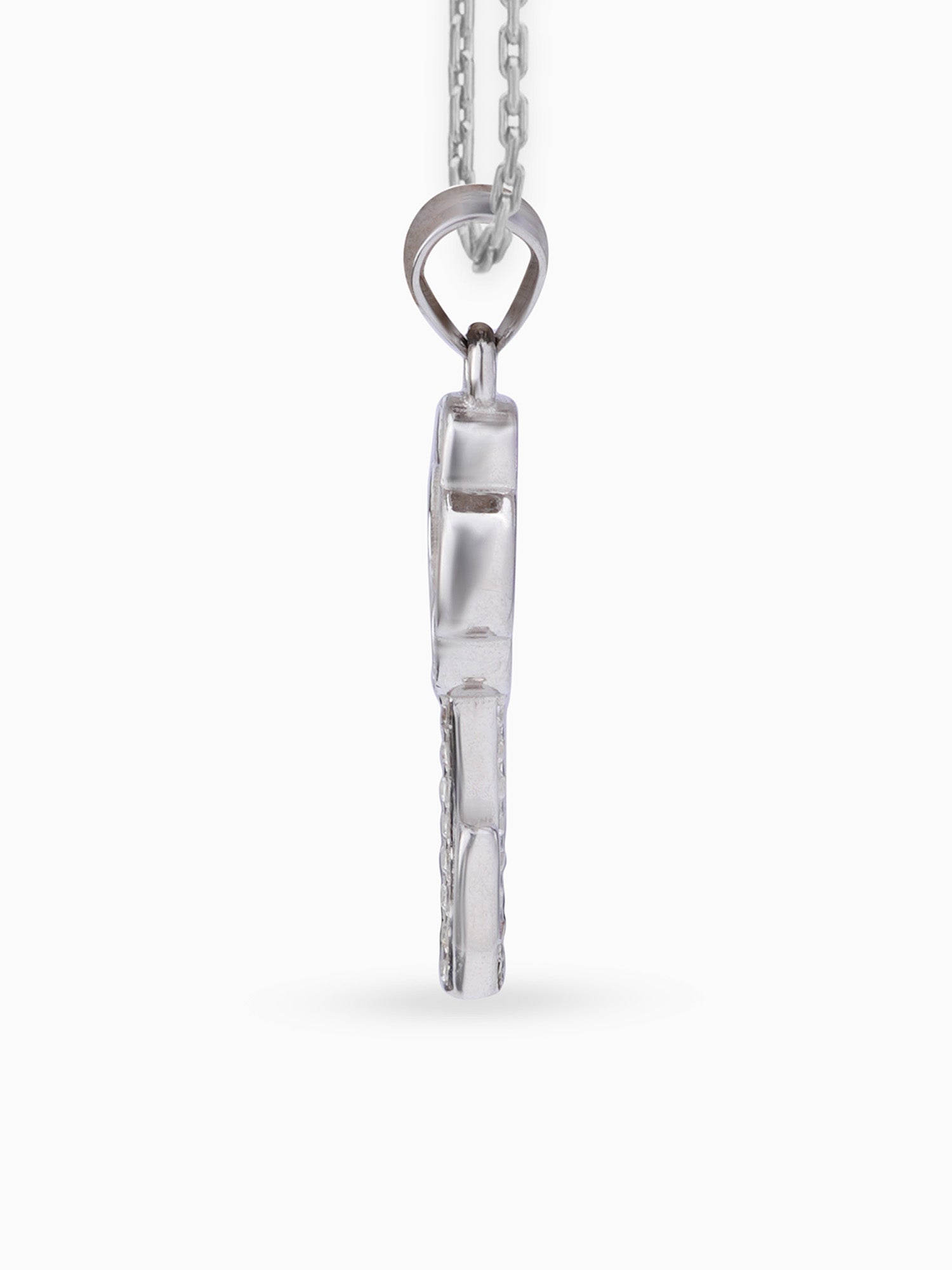 Side view SIJA 925 silver jewellery white pink glimmer key pendant stylish handcrafted accessory perfect for weddings parties anniversaries and festive wear