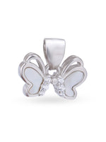 Close up SIJA 925 silver jewellery white pink little butterfly pendant handcrafted premium design versatile accessory for everyday wear and special occasions