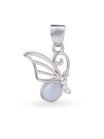 Close up SIJA 925 silver jewellery white pink radiant wing butterfly pendant handcrafted premium design versatile accessory for everyday wear and special occasions