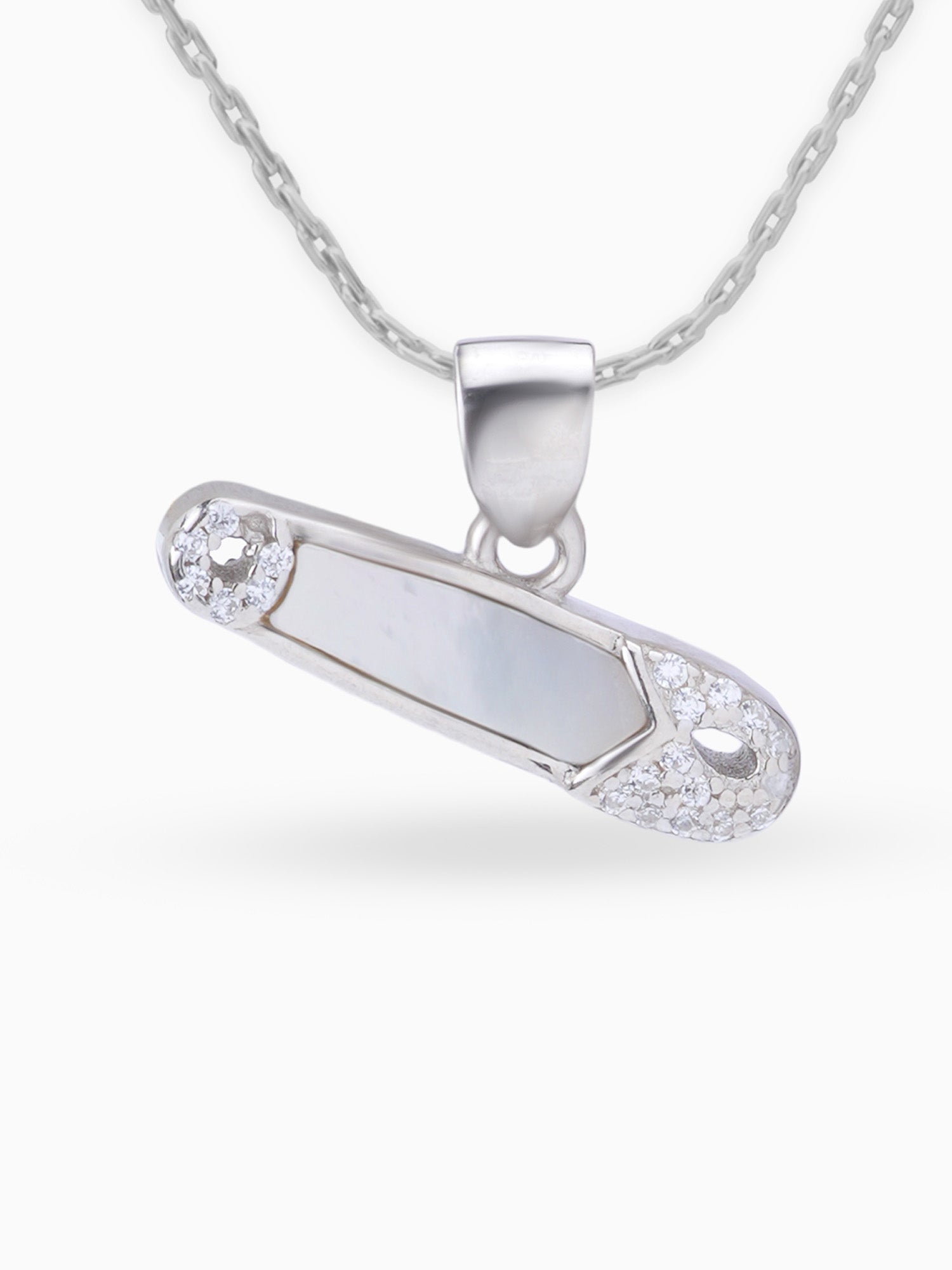 Close up SIJA 925 silver jewellery white pink safety pin pendant handcrafted premium design versatile accessory for everyday wear and special occasions