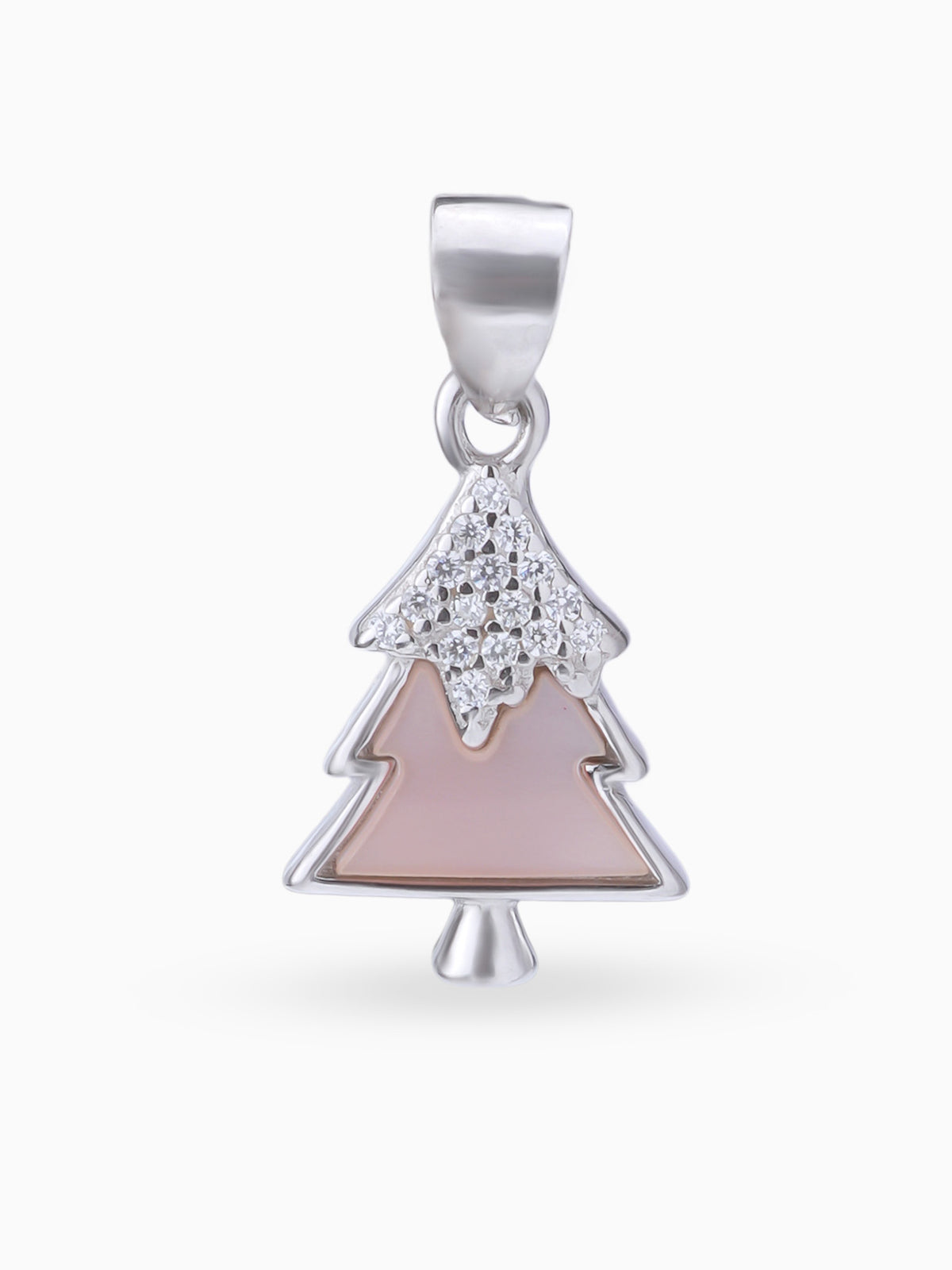 Hero shot SIJA 925 silver jewellery white pink sparkle tree pendant BIS hallmarked elegant timeless accessory perfect for weddings festive wear and gifting