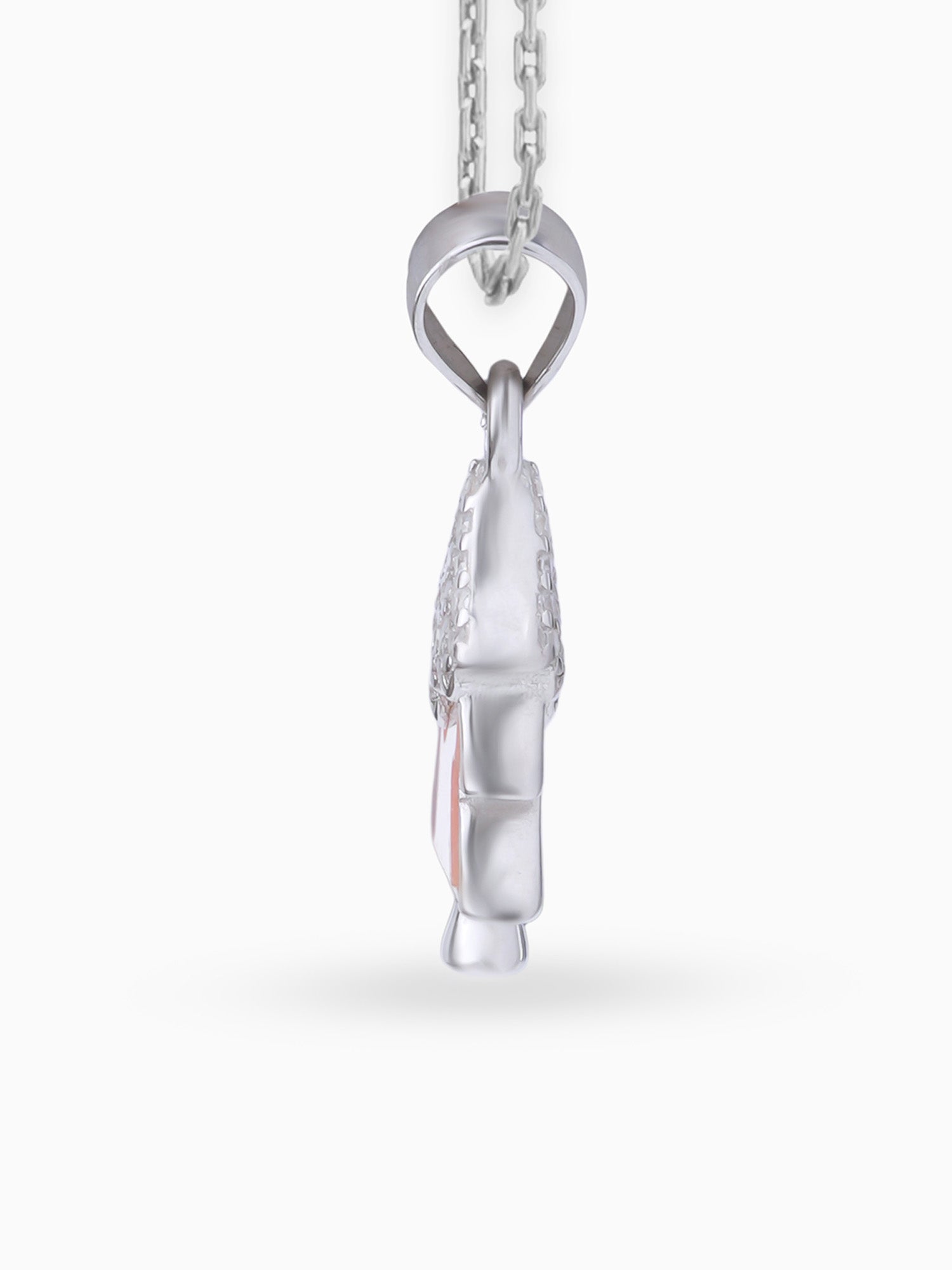 Side view SIJA 925 silver jewellery white pink sparkle tree pendant stylish handcrafted accessory perfect for weddings parties anniversaries and festive wear
