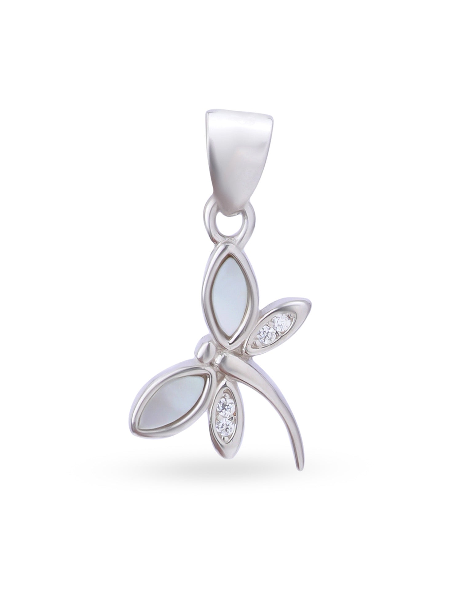 Close up SIJA 925 silver jewellery white pink sparkle wing butterfly pendant handcrafted premium design versatile accessory for everyday wear and special occasions