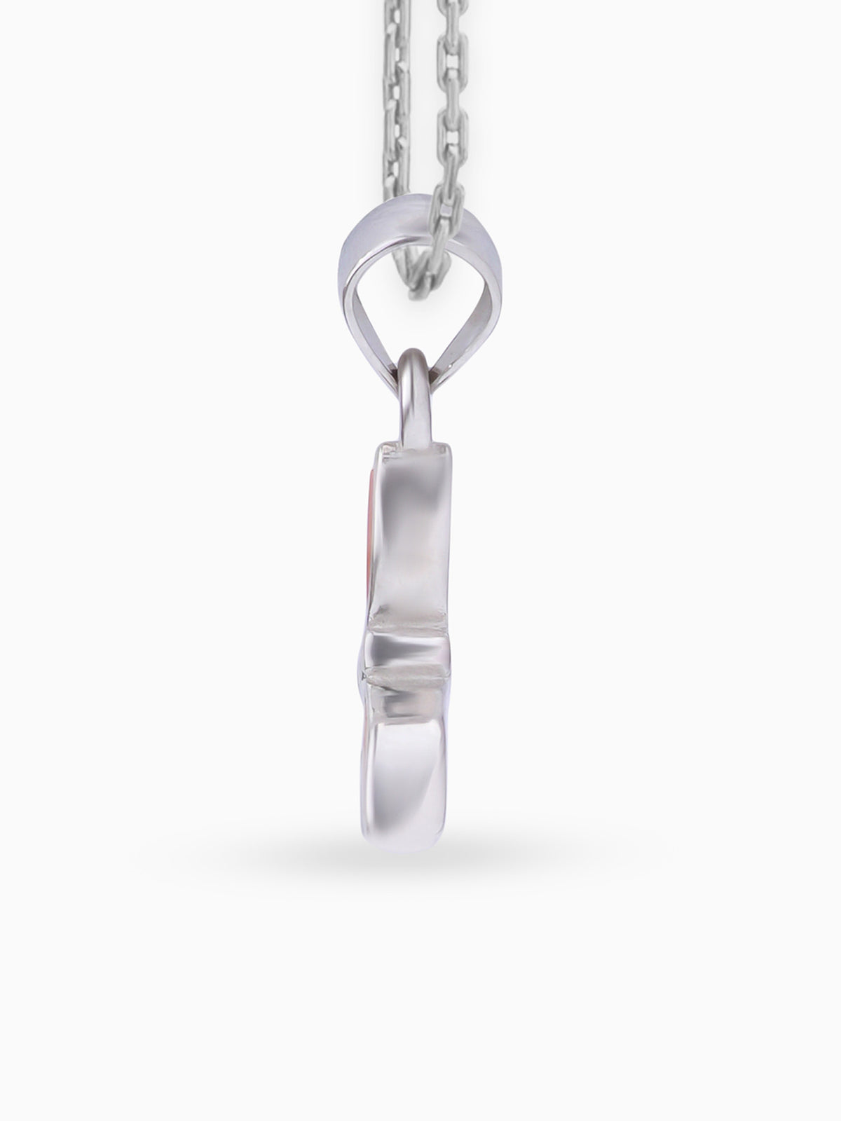 Side view SIJA 925 silver jewellery white pink sparkle wing butterfly pendant stylish handcrafted accessory perfect for weddings parties anniversaries and festive wear
