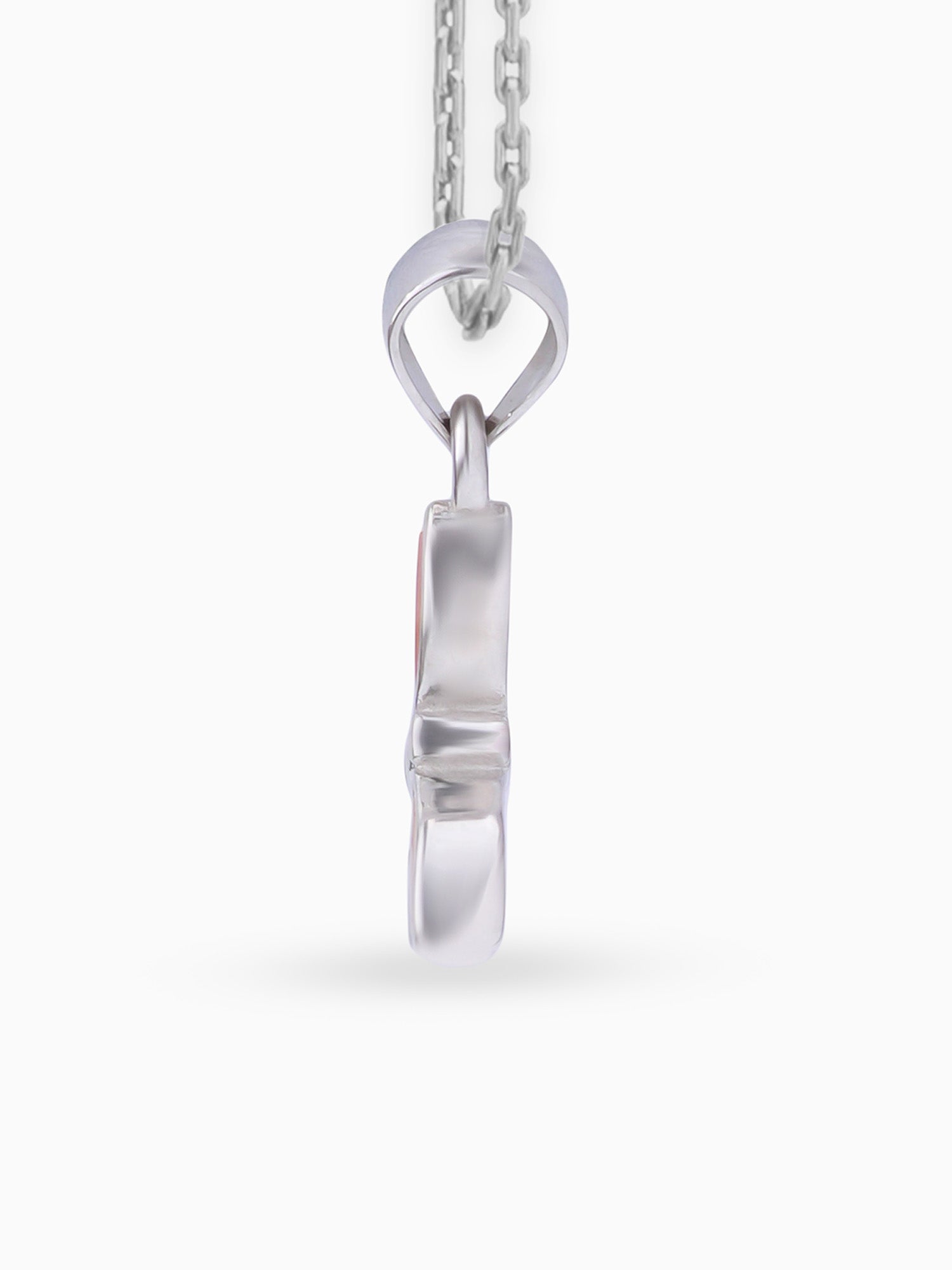 Side view SIJA 925 silver jewellery white pink sparkle wing butterfly pendant stylish handcrafted accessory perfect for weddings parties anniversaries and festive wear