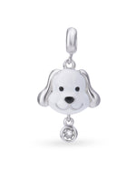 Hero shot SIJA 925 silver jewellery white puppy love charm BIS hallmarked playful accessory perfect for birthdays festive wear and gifting