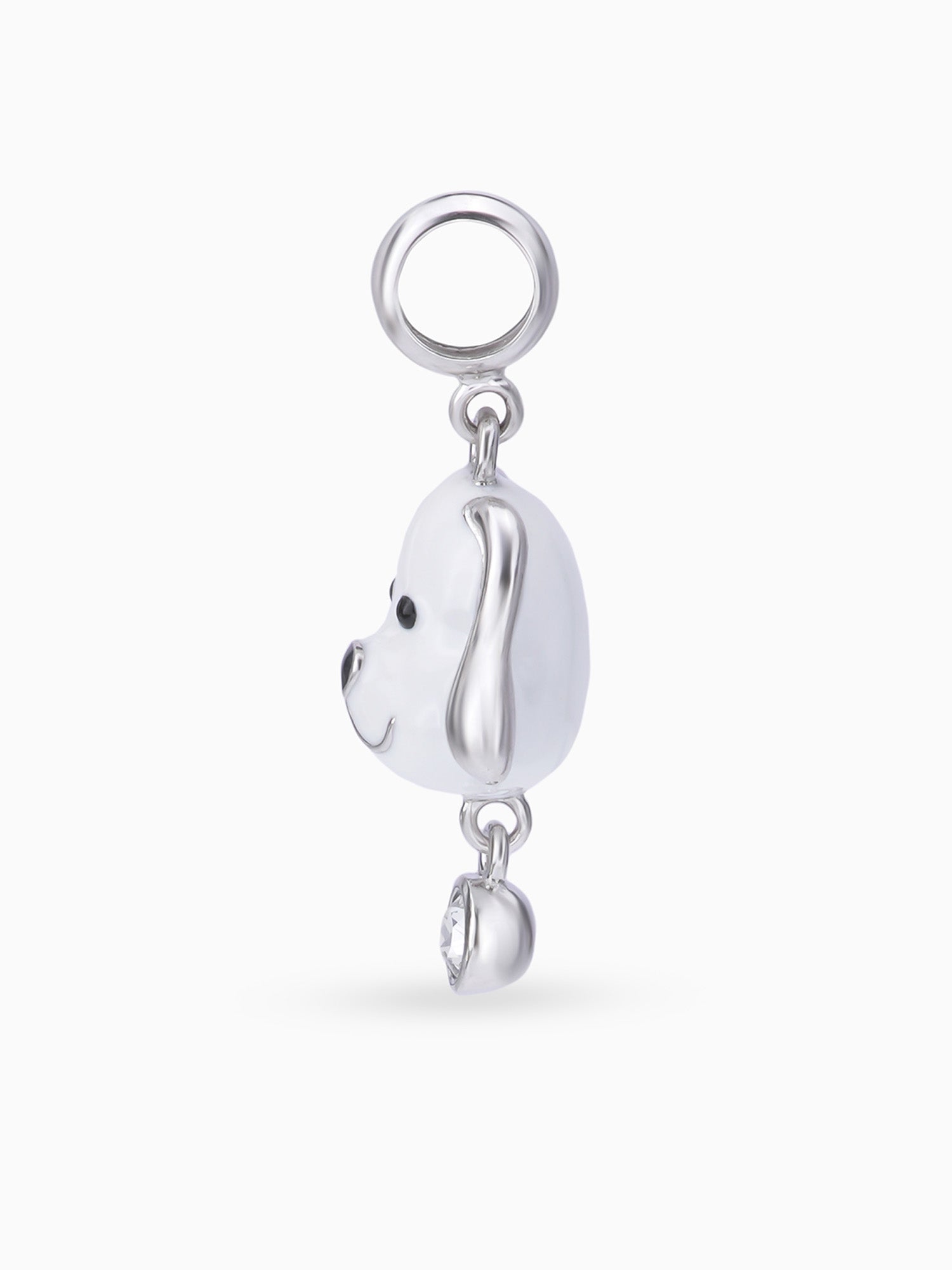 Side view SIJA 925 silver jewellery white puppy love charm stylish handcrafted accessory perfect for parties anniversaries and festive wear