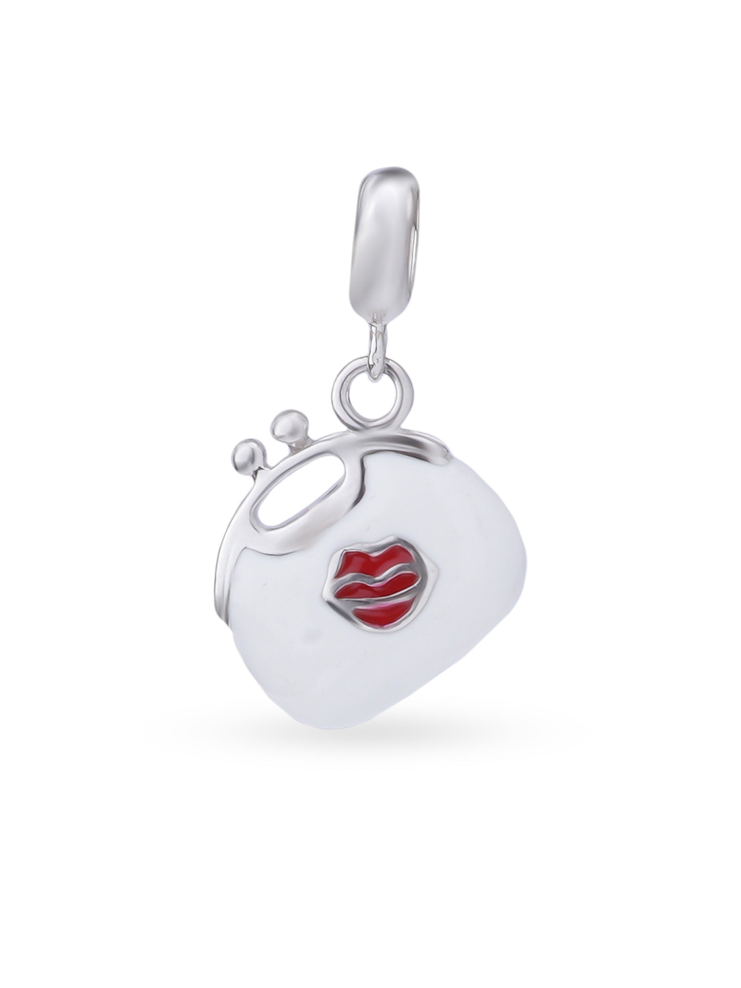 Hero shot SIJA 925 silver jewellery white red heart bag charm BIS hallmarked elegant accessory perfect for birthdays festive wear and gifting