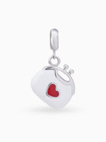 Side view SIJA 925 silver jewellery white red heart bag charm stylish handcrafted accessory perfect for parties anniversaries and festive wear